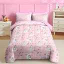 Nesker 7 Pcs Comforter Set Queen Size, Cute Colorful Unicorns Bedding Set for Kids Teen, Cloud Rainbow with Fitted Sheet 2 Pillowcases & 2 Shams for Bedroom Bed Decor