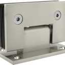 CKB 90 Degree Heavy Duty Solid Brass Glass Shower Door Hinge, for 3/8"(10mm) - 1/2"(12mm) Thickness Tempered Glass, Wall to Frameless Tempered Glass Door Hinge, Brushed Nickel.