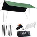 Wind Tour Portable Multifunctional Outdoor Camping Traveling Awning Backpacking Tarp Sunshade Lightweight UV Protection and PU 3000mm Waterproof Rain Fly Tarp Shelter (118 * 118 inches)