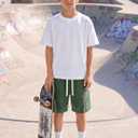 Boys Y2K Striped Athletic Shorts with Drawstring and Pockets for Streetwear,Skateboard and Casual 6-14 Years