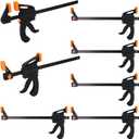 7 PCS 8 Inch Bar Clamps for Woodworking, Orange E-Z Hold Woodworking Bar Clamps Set, One-Handed Quick F Clamps, F Clamps Set for Carpenters & Woodworkers Tools