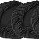 LKXHarleya 4Pcs Universal Chair Slipcover Elastic Dining Room Chair Seat Covers Seat Protector Removable Washable, Black