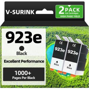 923XL 923 Black Ink Cartridges 2 Pack High Yield Compatible for OfficeJet Pro 8130e 8135e 8139e 8138e 8132e 8134e 8120e 8122e 8124e 8125e Printer