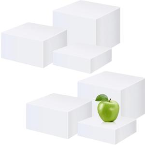 Tuanse 6 Pcs Buffet Risers, Food Risers for Buffet Table, Display Stand for Catering Dessert Collectibles Jewelry Figures Show, 5 Sided Acrylic Cube Display Organizer Acrylic Cube Boxes(White)
