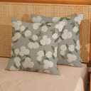 Grey Spring Pillow Covers 16x16 Inch 2 Pcs Gray Green Hydrangea Flower Decor Throw Pillows Vintage Floral Seasonal Summer Outdoor Decoration Pillowcase Linen Cushion Cover for Couch Sofa