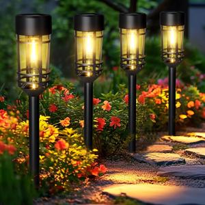GIGALUMI Solar Pathway Lights 12 Pack, Garden Lights Outdoor Waterproof, Walkwar Solar Powered for Driveway Yard Patio Lawn Garden Decor (Warm White)
