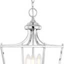 JONATHAN Y JYL7560B Camden 10" 3-Light Iron Classic Midcentury Pendant Lantern Rustic Transitional Dining Room Living Room Kitchen Foyer Bedroom Hallway, Chrome