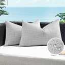 Artscope Outdoor Waterproof Throw Pillow Covers 16x24 Inch Decorative Linen Outdoor Pillows Cushion Case for Patio Couch Sofa - Light Grey