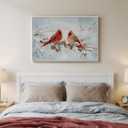 Framed Modern Red Bird Landscape Wall Art, Large Nature Animal Canvas Prints Paintings Artwork for Walls, Cardinal Farmhouse Pictures for Living Room Bedroom Dining Room Hallway Wall Decor 24x36 In
