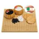 VPH Bamboo Go Game Set - 19x19 Reversible Board (0.8'' Thick) + New Yunzi Stones Single-Convex & 2 Bamboo Containers