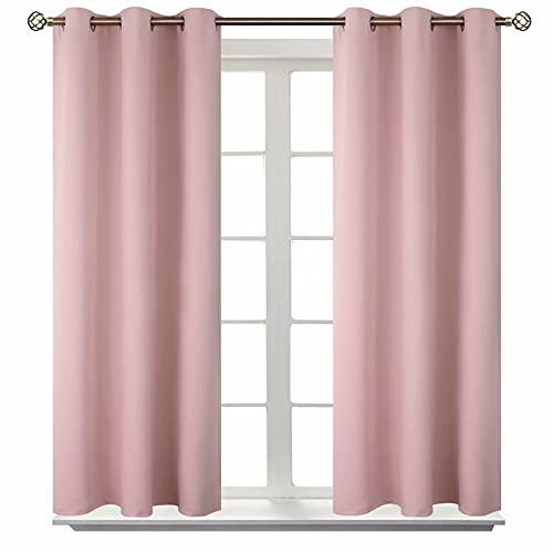 BGment Room Darkening Curtains 45 Inches Long - Grommet Thermal Insulated Drapes Window Treatment Curtains for Bedroom, 2 Panels, 38 x 45 Inch, Baby Pink