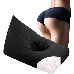 HOMBYS BBL Chair with Hole,Brazilian Butt Lift Pillow,BBL Bean Bag Chair with Filling,Stuffed Floor Sofa Couch for BBL Surgery,Shredded Foam Filling,Couch Sofa for BBL Sitting Sleeping,Black