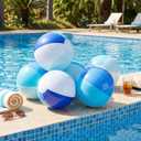 Realspring 12 Pcs Pastel Inflatable Beach Balls Kids Bulk Blue Stripe Jumbo Big Beach Balls Pool Floating Toys for Adults Water Games Baby Shower Birthday Summer Swimming Party Decor Favor(10 Inch)