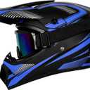 Yesmotor Youth Dirt Bike Helmet Set Includes Gloves, Goggles, Mask, Ideal Helmet for Kids 8-14, Premium Safety Gear for Dirt Bike Helmets Enthusiasts - DOT Approved (Dark Blue,L)