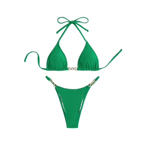 SHENHE Women's Sexy Bikini Sets Ring Triangle Tie Bathing Suits 2 Piece Swimsuits S