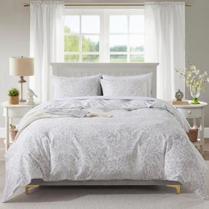 HoneiLife Cotton Duvet Cover Queen - Floral Comforter Cover 3-PC, Soft & Breathable Flower Bedding Duvet Cover Sets with Zipper Closure & Corner Ties, Wildflower Comforter Cover Sets, Plain Life 