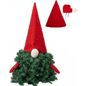 Amosfun Santa Claus Hat Christmas Tree Topper with Nose Gloves Creative Santa Hat Tree Top Decoration of The Hugger for Christmas Holiday Party Supplies 4Pcs Red