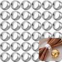 Set of 100 Napkin Rings Metal Silver Circular Napkin Ring, Napkin Rings Bulk Dinner Banquet Serviette Decor, Dining Table Setting for Thanksgiving Christmas Halloween Holiday Wedding Party