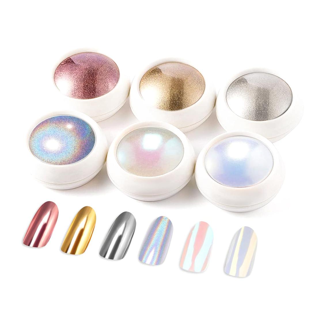 100% Chrome Nail Powder BISHENGYF: Super NO.1 Metallic Effect Chrome Powder for Nails Gold Silver WhiteLaser Holographic White Pearl Nail Chrome Powder for Nails Art Decoration