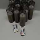 Flameless Candles with Embedded Star String - Battery Operated LED Candles, with Remote,12 Grey Flickering Candles for Christmas, Weddings, Home Decor & Party,(D 2.3"H 5" 6" 7")