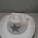 White Cowgirl Hat with Heart Sunglasses - Cowboy Hat with Glitter Star Fits Women for Bachelorette Themed Party