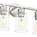 Emliviar 5-Light Brushed Nickel Vanity Light for Bathroom, Modern Vanity Sconce Over Mirror with Clear Glass Shade, YCE253B-5W BN