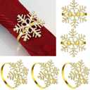 Patelai 6 Pieces Christmas Snowflake Napkin Rings Set Christmas Rhinestone Napkin Holders for Wedding Xmas Holiday Party Dinner Table Setting Supplies Decoration