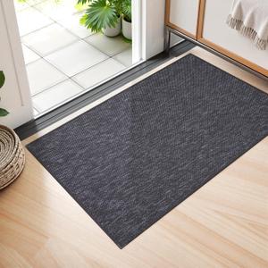 Seavish Boho Rugs for Entryway 2x3 Gray Throw Rugs with Rubber Backing Washable Low Pile Thin Farmhouse Kitchen Rugs Small Cotton Woven Neutral Area Rugs for Bathroom Bedroom Porch Patio Doormat