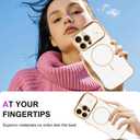 Fiyart Designed for iPhone 16 Pro Max Case, Cute Wave Frame Curly Shape Love Hearts Plating for Women Girls Camera Protection Compatible with MagSafe Magnetic Shockproof Bumper 6.9"-White