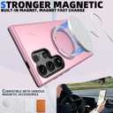 IYTRRYH for Samsung Galaxy S24 Ultra Case with 360Rotatable Invisible Magnetic Stand Ring[Compatible with MagSafe] [1*Screen Protector] for S24 Ultra Phone Case Military-Grade Shockproof Slim Pink