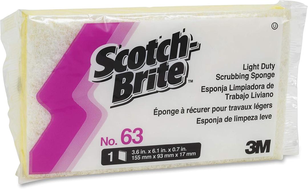Scotch-Brite, MMM08251, Light-Duty Scrub Sponge, 20 / Carton, Yellow,White (0.7" x 6.1" x 3.6")