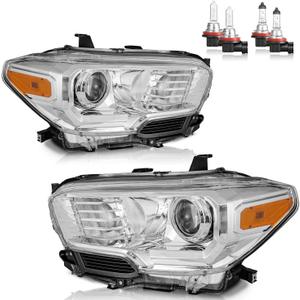 Headlights Assembly for 2016-2023 Toyota Tacoma (Does NOT fit models with factory LED DRL; factory halogen models ONLY) Headlamp Replacement Driver & Passenger Side