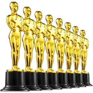Bedwina Gold Trophy Award Mini Trophies Bulk - (Pack of 12) 6 Inch Tall Plastic Golden Statue Award, Party Themed Decorations, Winners or Appreciation Gifts Game Prizes for Adults & Kids