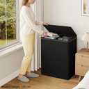 Double Laundry Hamper with Lid, 150L Large Laundry Basket 2 Compartments