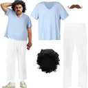 Mepase Halloween Nacho Libre Leisure Costume for Men Casual Luchador Incognito Wrestler Halloween Outfit Accessories M