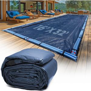 16-Ft x 32-Ft Pool Cover for Inground Pools - Rectangle Winter Pool Cover for Inground Pools, Extra Thick Material and Durable Design, Cold and UV-Resistance, Easy Installation, Navy Blue