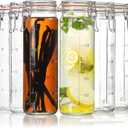 [Upgraded] 20 oz Glass Jars with Airtight Lids for Vanilla Extract, 6 Pack Glass Juice Bottles with 2 Measurement Marks, Glass Food Storage Canister Set For Beans, Spice, Tea, Drink, Milk. 600ML
