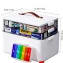 Medicine Storage Organizer, 3-Tier Medicine Box with 7-Day Pill Case, Clear Trays and Carry Handle, Empty First Aid Storage Case for Pills and Bottles