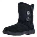 CLPP'LI Womens Twin Button Fully Fur Lined Waterproof Winter Snow Boots-Black-9