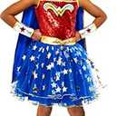 Rubie's Girl's DC Wonder Woman Tutu Dress with Cape and Tiara, Size 6