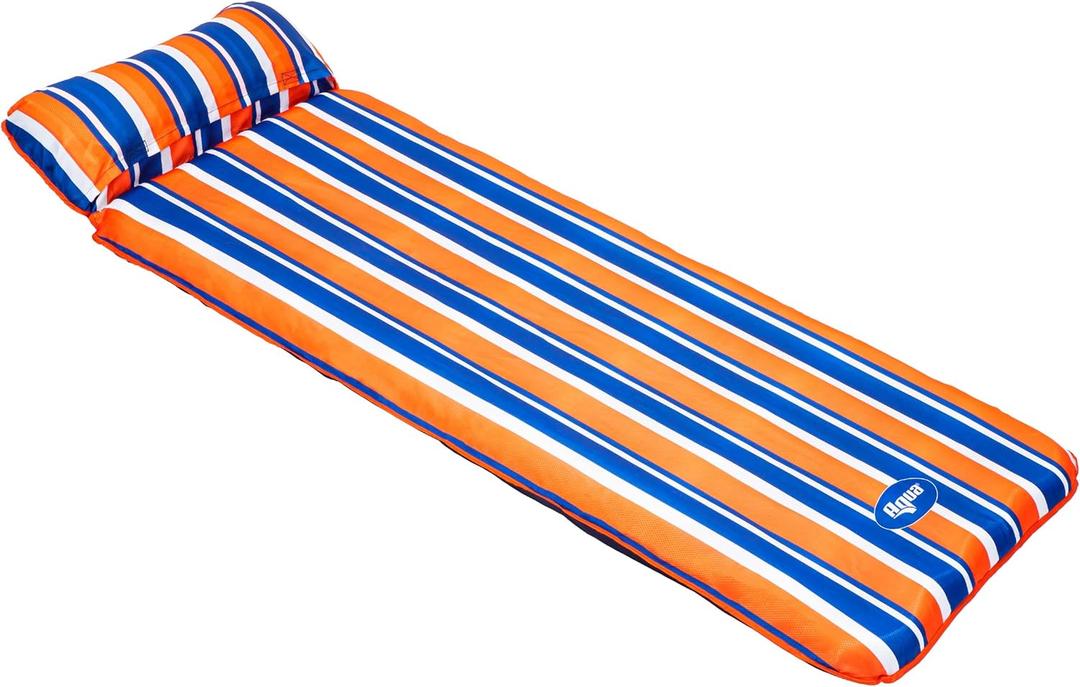 Aqua 3-in-1 Fold & Go Tanning Pool Float, Mat and Tanning Pool Lounger  Padded Mat for Land or Water with Carry Strap  Multiple Colors