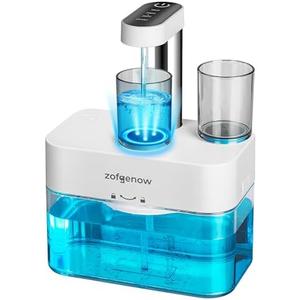 ZOFGENOW Upgraded Automatic Mouthwash Dispenser for Bathroom,Bathroom Accessories 17.6 FlOz Dispensers with Magnetic Cups,Adjustable Dispensing Levels, Suitable for All Age Groups,White