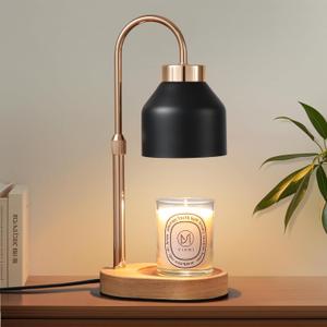 Candle Warmer Lamp with Dimmer and Timer,Home Decor for Scented Jar,Electric Wax Melt Warmer,Mother's Day Gifts for Mom/Wife,Adjustable Height,with 2 Bulbs (Black2)