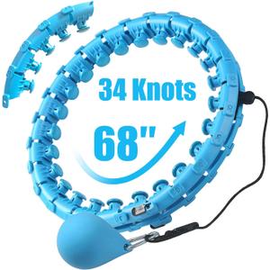 34 Knots Weighted Workout Hoop Plus Size, Smart Waist Exercise Ring for Adults Weight Loss (34 Knots)