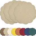 AHHFSMEI Round Faux Linen Placemats Set of 4 Heat Resistant Non-Slip Stain Proof Table Mats for Kitchen Dining Elegant Decor Place Mats (Linen Beige,4), 15 inches