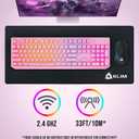 KLIM Chroma Pink Wireless Keyboard RGB Backlit, Rechargeable Battery, Wireless Keyboard with Water-Resistant Durable Design, Compatible with PC, Mac, PS4, PS5