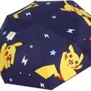 Kids Folding Umbrella Automatic Open-close Cartoon UV Resistant Travel Umbrella Anti-rebound Design Compact Windproof Umbrella for Girls Boys- navy blue