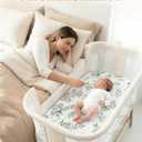 Bedside Bassinet Sheets 2 Pack, 33 x 20 Fitted Bedside Sleeper Sheets, Ultra Soft Breathable Polyester, Ideal for Baby Girl or Boy and Newborns (Bunny Meadow, Bedside Sleeper Sheet)