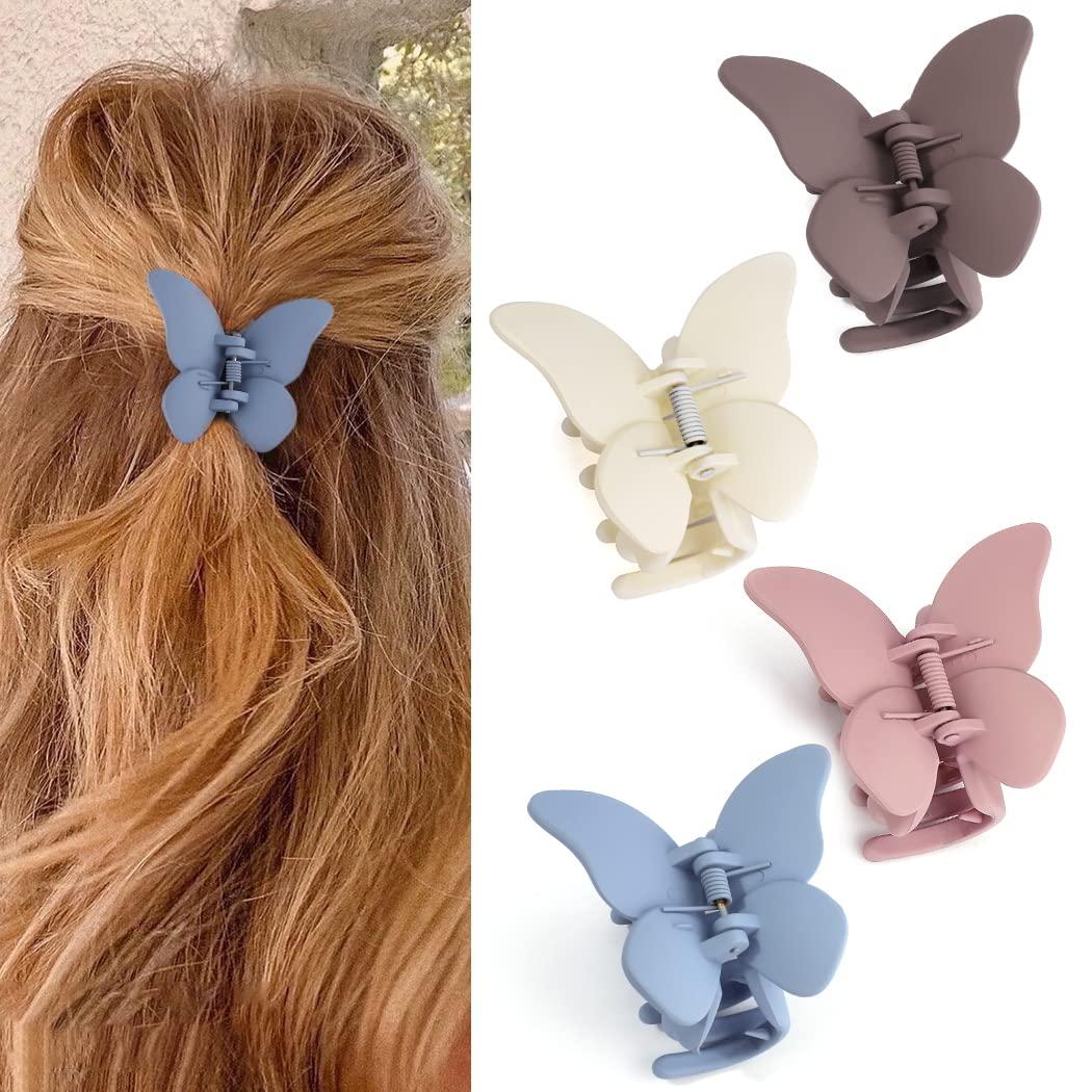 Canitor Butterfly Hair Accessories for Women - Claw Clips, Small and Medium Hair Clips, Cute Hair Accessories (1 Count (Pack of 4), Style-07)