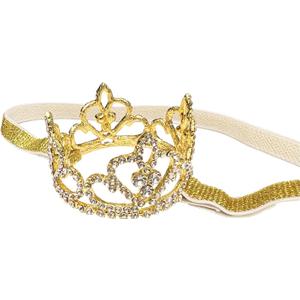 EleMirsa Baby Girl Infant Toddler Crystal Crown Tiara Gold Headband Baby Photography Headband Props, Gold